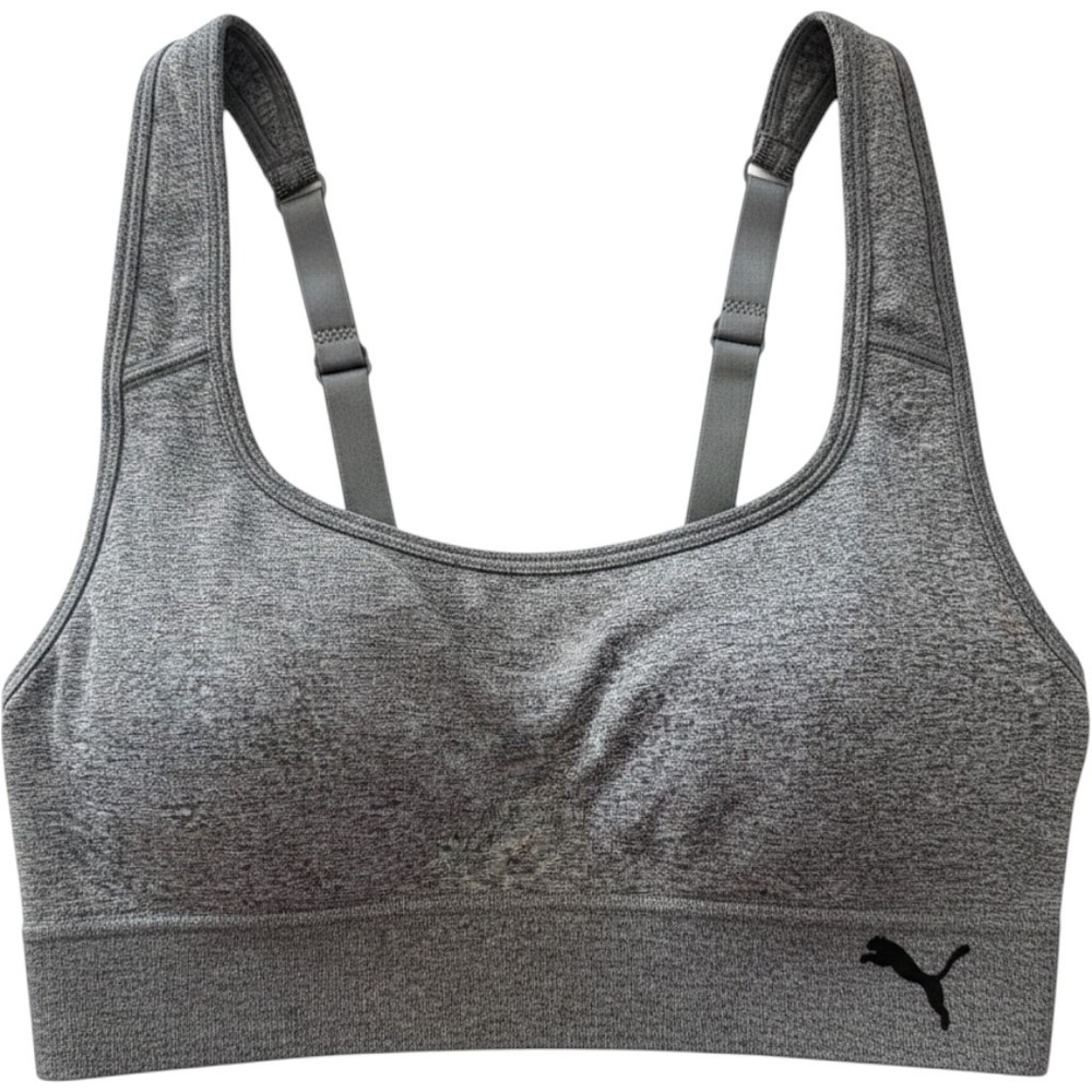 Puma Sports Bra Women M Gray Seamless Adjustable Space Dye NWOT